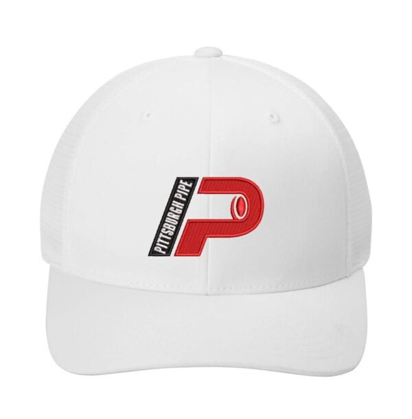 Port Authority Flexfit 110 Mesh Cap White - Pittsburgh Pipe