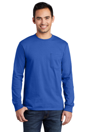 Port & Company Tall Long Sleeve Essential Pocket Tee. PC61LSPT