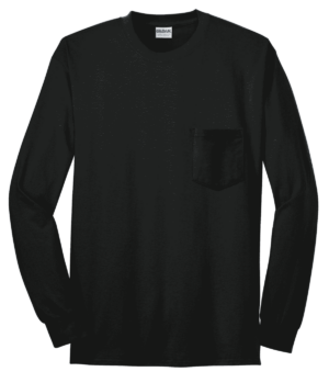 Gildan - Ultra Cotton 100% US Cotton Long Sleeve T-Shirt with Pocket.  2410
