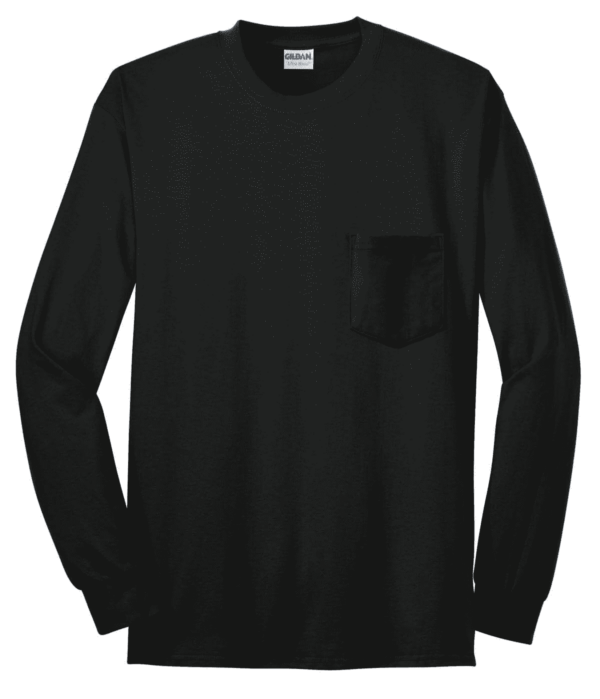 Gildan - Ultra Cotton 100% US Cotton Long Sleeve T-Shirt with Pocket.  2410