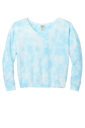 Port & Company Women's Beach Wash Cloud Tie-Dye V-Neck Sweatshirt LPC140V