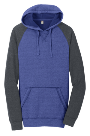 District Young Mens Lightweight Fleece Raglan Hoodie.  DT196