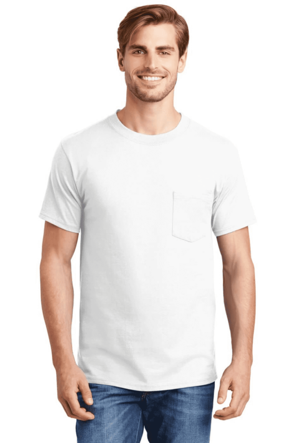 Hanes Beefy-T - 100% Cotton T-Shirt with Pocket. 5190