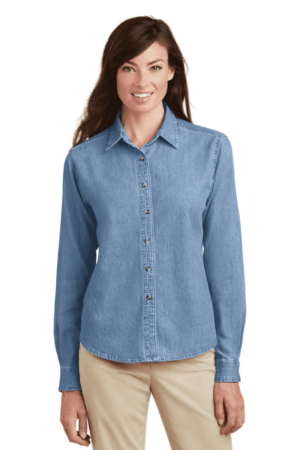 Port & Company Women's Long Sleeve Value Denim Shirt.  LSP10