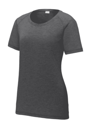 Sport-Tek  Women's PosiCharge  Tri-Blend Wicking Scoop Neck Raglan Tee. LST400
