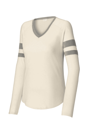 Sport-Tek Women's Halftime Stripe Long Sleeve V-Neck Tee LST6043