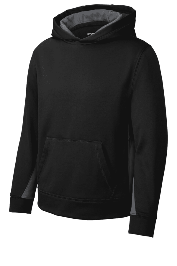 Sport-Tek Youth Sport-Wick Fleece Colorblock Hooded Pullover.  YST235