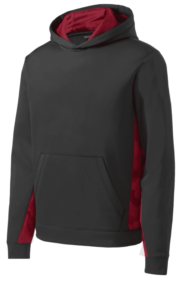 Sport-Tek Youth Sport-Wick CamoHex Fleece Colorblock Hooded Pullover.  YST239
