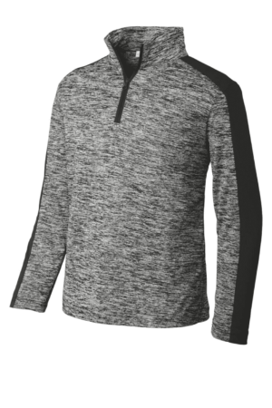 Sport-Tek  Youth PosiCharge  Electric Heather Colorblock 1/4-Zip Pullover. YST397