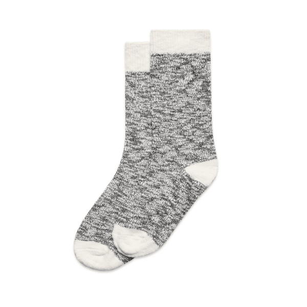 SLUB SOCKS (2PK) BLACK/NATURAL SIZE 4-8 - AS-1217