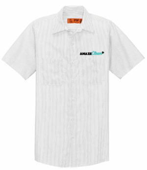Red Kap Short Sleeve Striped Industrial Work Shirt - CS20 - Amaze Clean