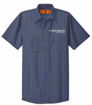 Red Kap Short Sleeve Striped Industrial Work Shirt - CS20  - Echo Electric