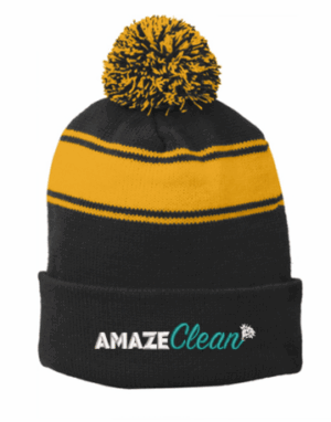 Sport-Tek Stripe Pom Pom Beanie - STC28 - Amaze Clean