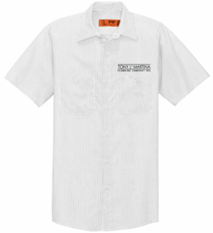 Red Kap Short Sleeve Striped Industrial Work Shirt - CS20 - Tony LaMartina Plumbing