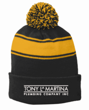 Sport-Tek Stripe Pom Pom Beanie - STC28 - Tony LaMartina Plumbing