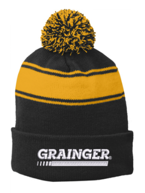 Sport-Tek Stripe Pom Pom Beanie - STC28 -Grainger