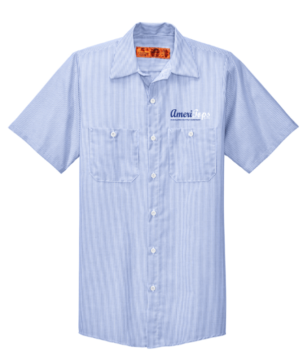 Red Kap Short Sleeve Striped Industrial Work Shirt - CS20 - Ameritops