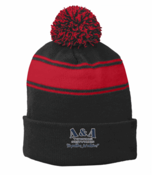 Sport-Tek Stripe Pom Pom Beanie - STC28 - A & A Towing Service