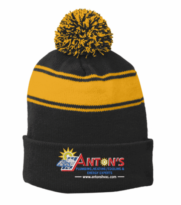 Sport-Tek Stripe Pom Pom Beanie - STC28 - Antons Plumbing