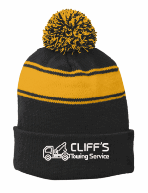 Sport-Tek Stripe Pom Pom Beanie - STC28 - Cliffs Towing Services