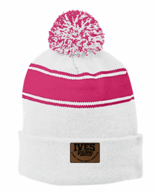 Sport-Tek Stripe Pom Pom Beanie - STC28 - Ives Towing & Semi Truck Heavy Wrecke