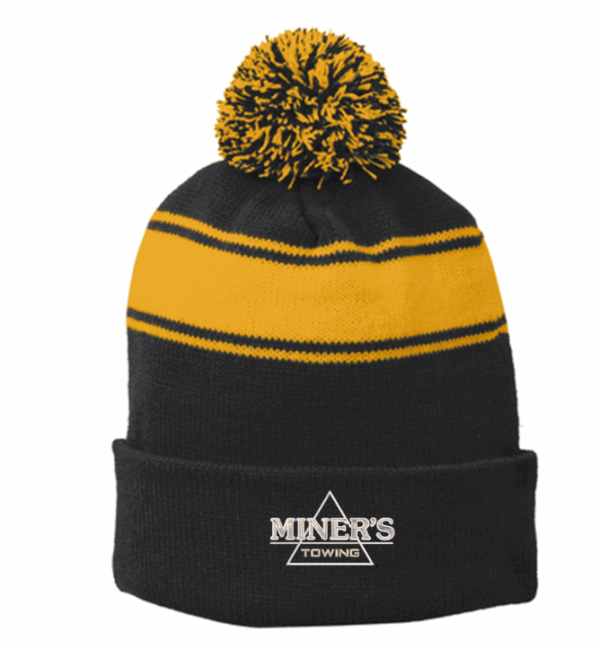 Sport-Tek Stripe Pom Pom Beanie - STC28 - Miner's Towing