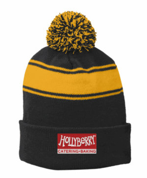 Sport-Tek Stripe Pom Pom Beanie - STC28 - HollyBerry
